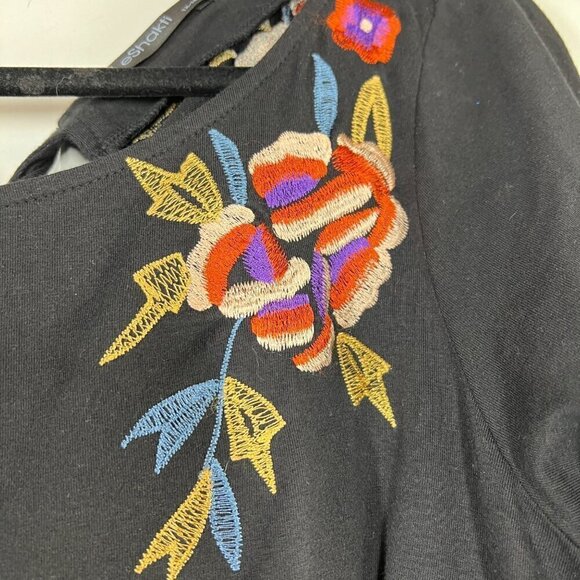 Eshakti Floral Embroidery Cotton Jersey Fit & Flare Dress Plus Size 1X / 16W - Picture 3 of 11